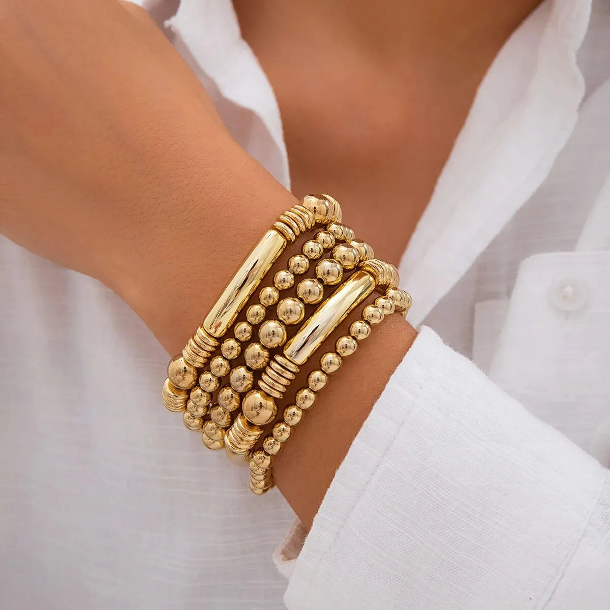 Set de 5 pulseras de cuentas apilables