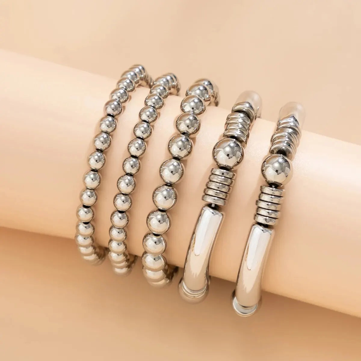 Set de 5 pulseras de cuentas apilables