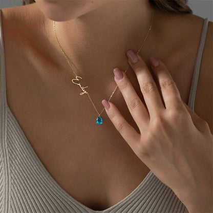 Collar Personalizado con Nombre y Piedra Natal