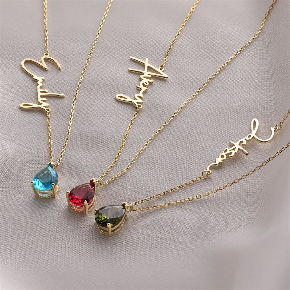 Collar Personalizado con Nombre y Piedra Natal