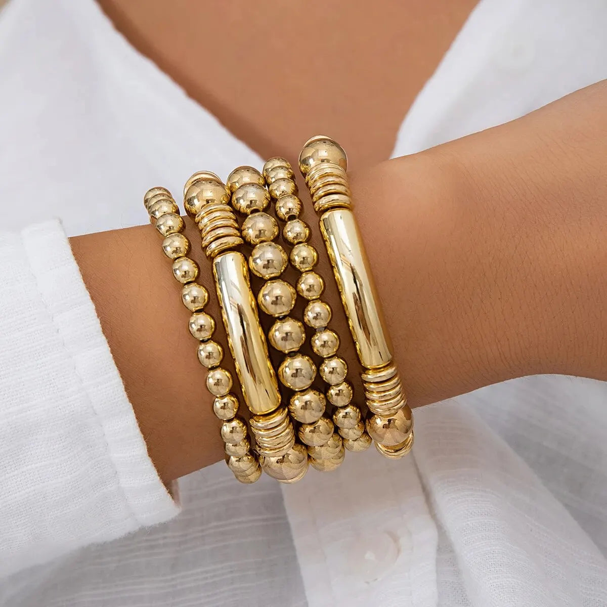 Set de 5 pulseras de cuentas apilables