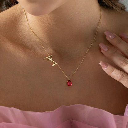 Collar Personalizado con Nombre y Piedra Natal