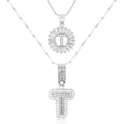 Set de 2 Collares 14K con Inicial y Brillo
