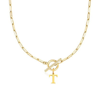 Collar Paperclip con Inicial y Cierre Circular