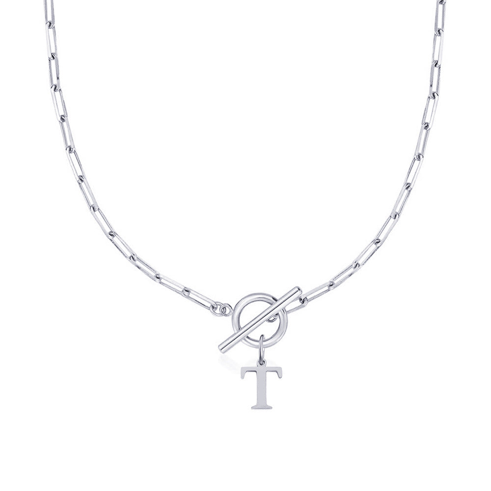 Collar Paperclip con Inicial y Cierre Circular