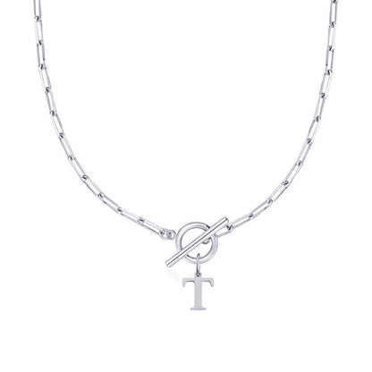 Collar Paperclip con Inicial y Cierre Circular