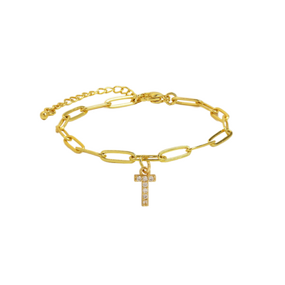 Pulsera delicada de eslabones clip con inicial
