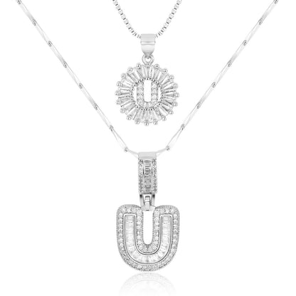 Set de 2 Collares 14K con Inicial y Brillo