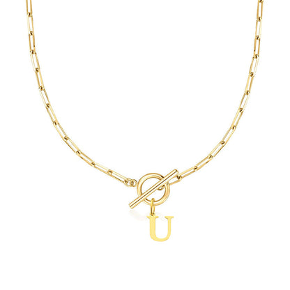 Collar Paperclip con Inicial y Cierre Circular