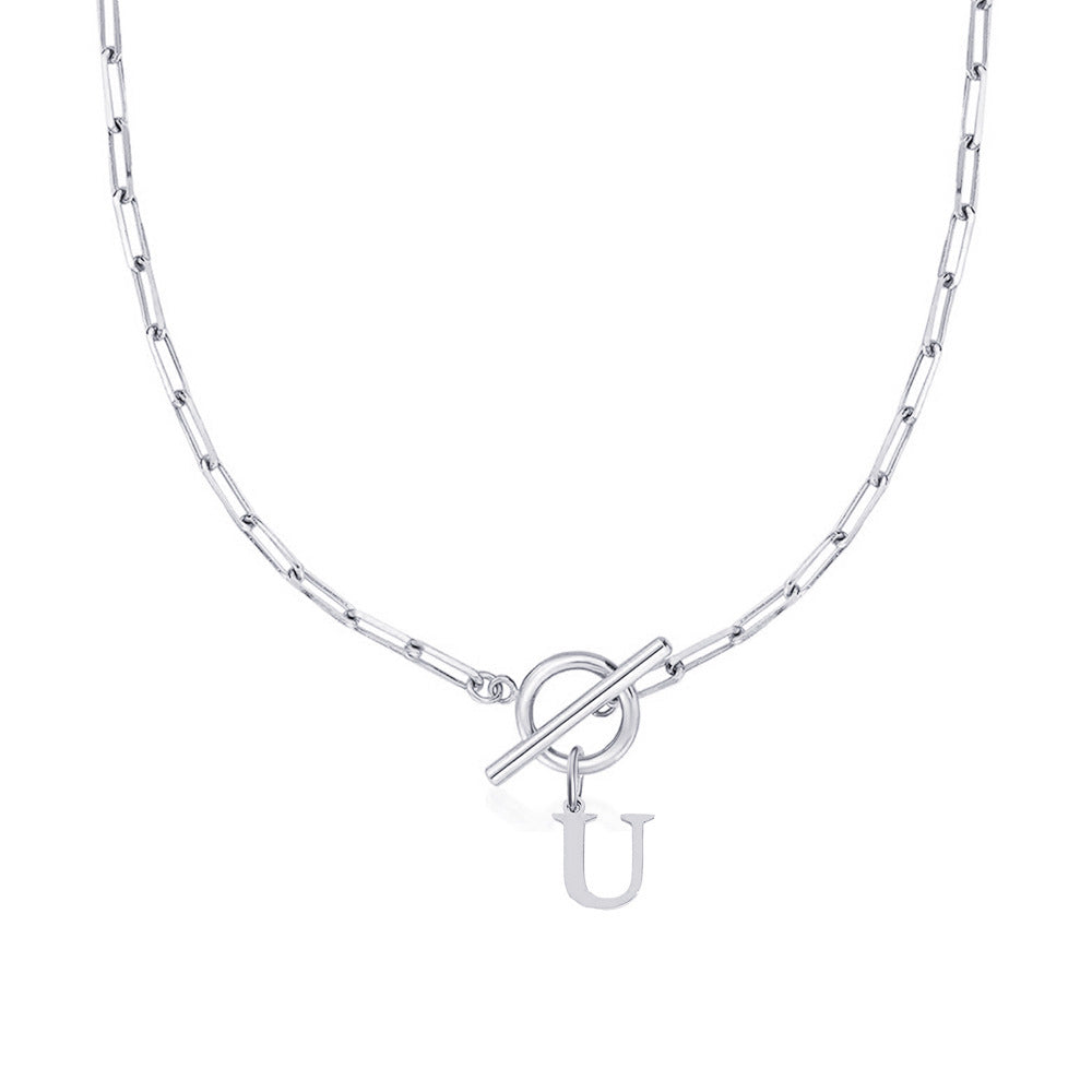 Collar Paperclip con Inicial y Cierre Circular