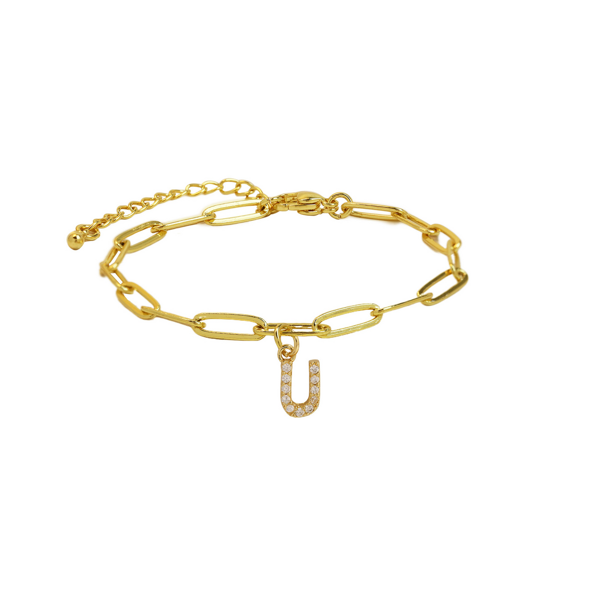 Pulsera delicada de eslabones clip con inicial