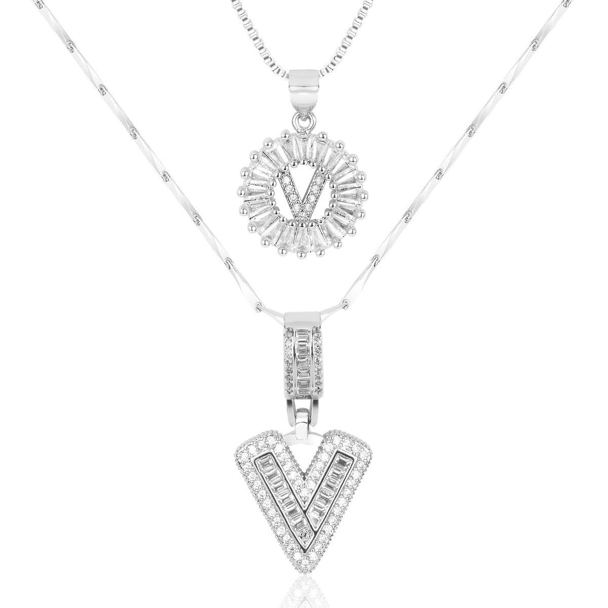 Set de 2 Collares 14K con Inicial y Brillo