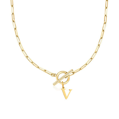 Collar Paperclip con Inicial y Cierre Circular