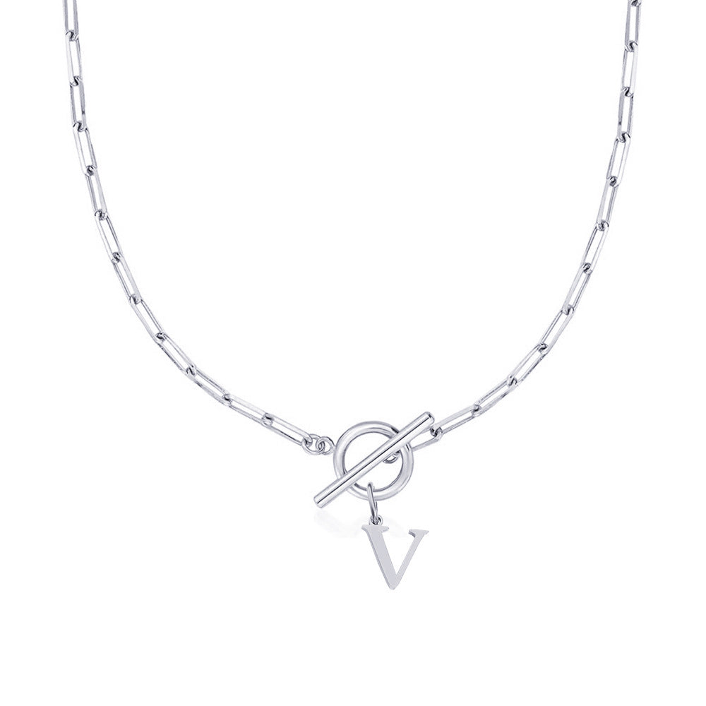Collar Paperclip con Inicial y Cierre Circular