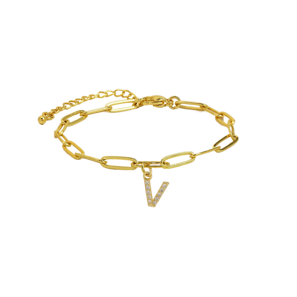 Pulsera delicada de eslabones clip con inicial