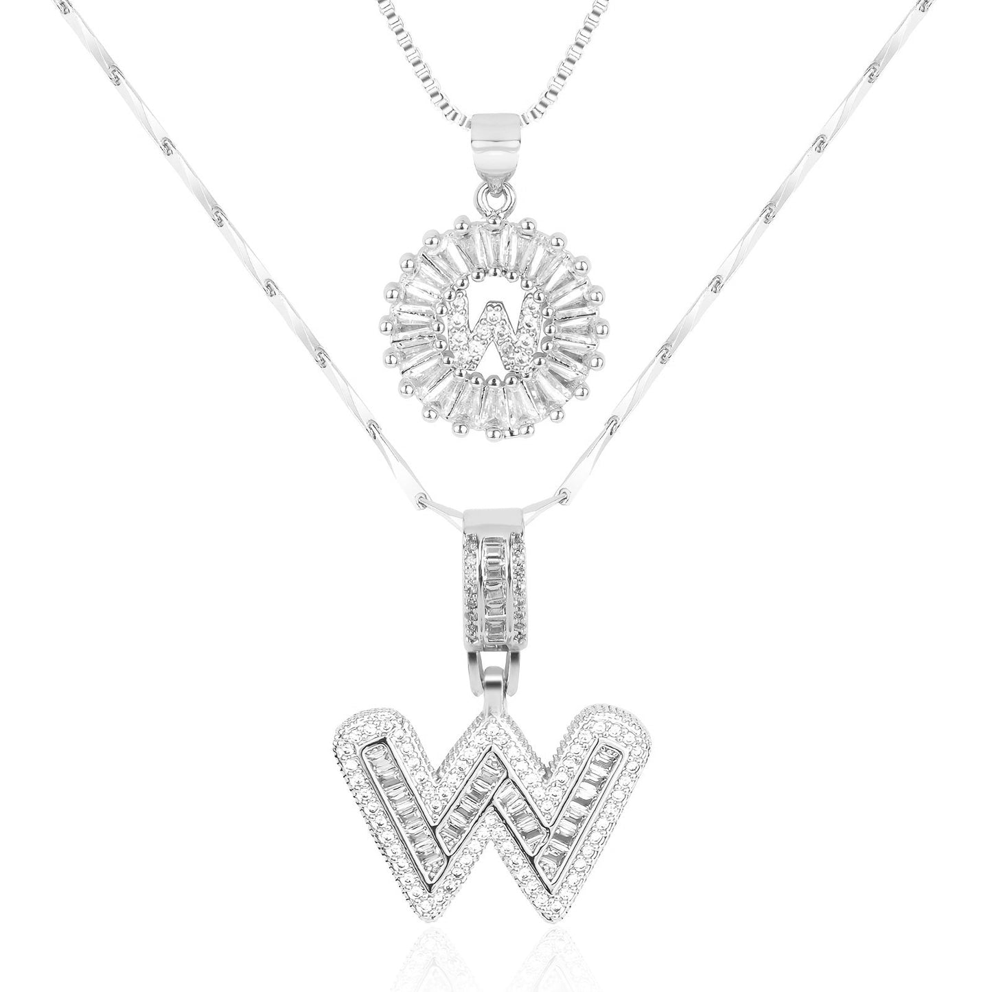 Set de 2 Collares 14K con Inicial y Brillo
