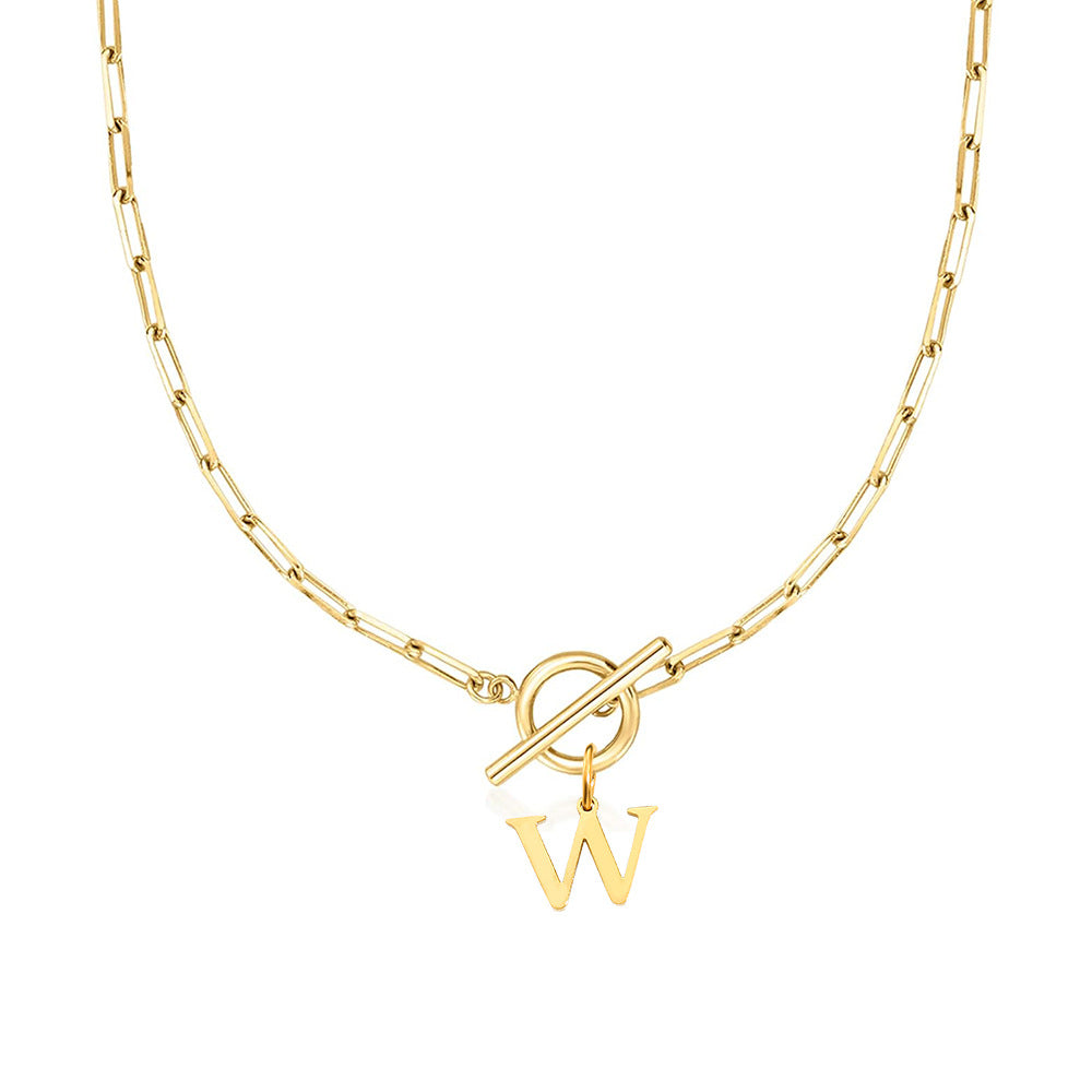 Collar Paperclip con Inicial y Cierre Circular