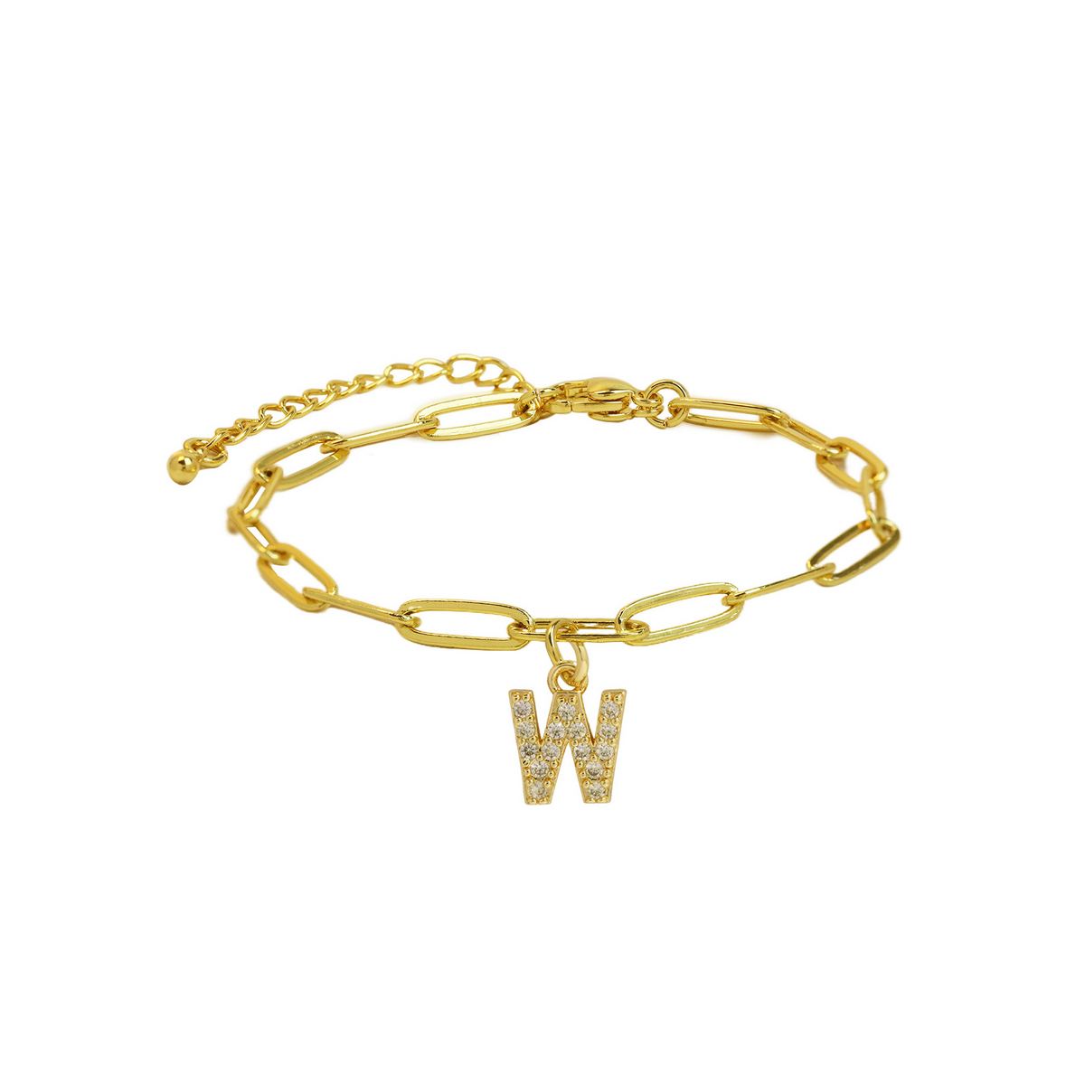 Pulsera delicada de eslabones clip con inicial