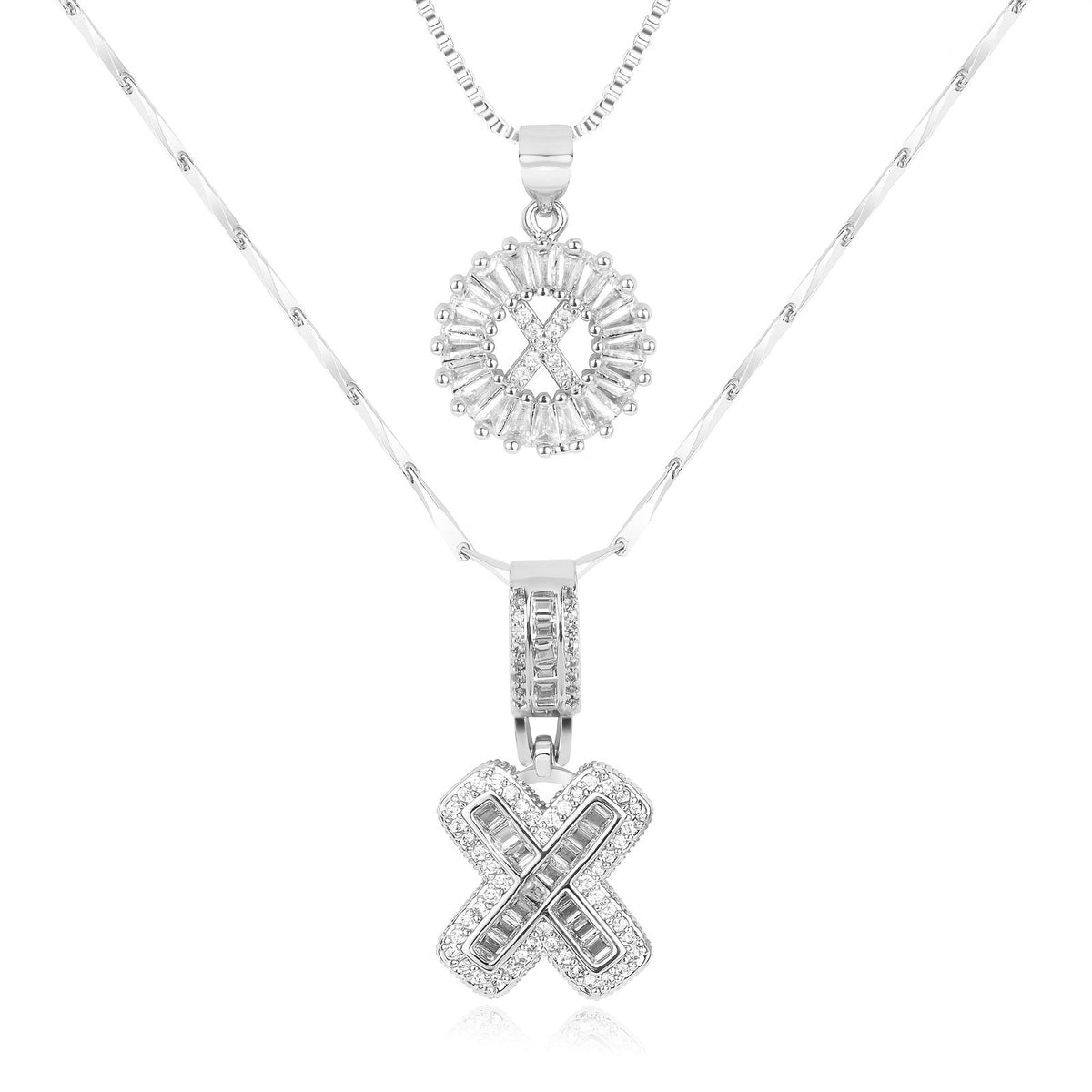 Set de 2 Collares 14K con Inicial y Brillo