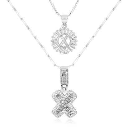 Set de 2 Collares 14K con Inicial y Brillo