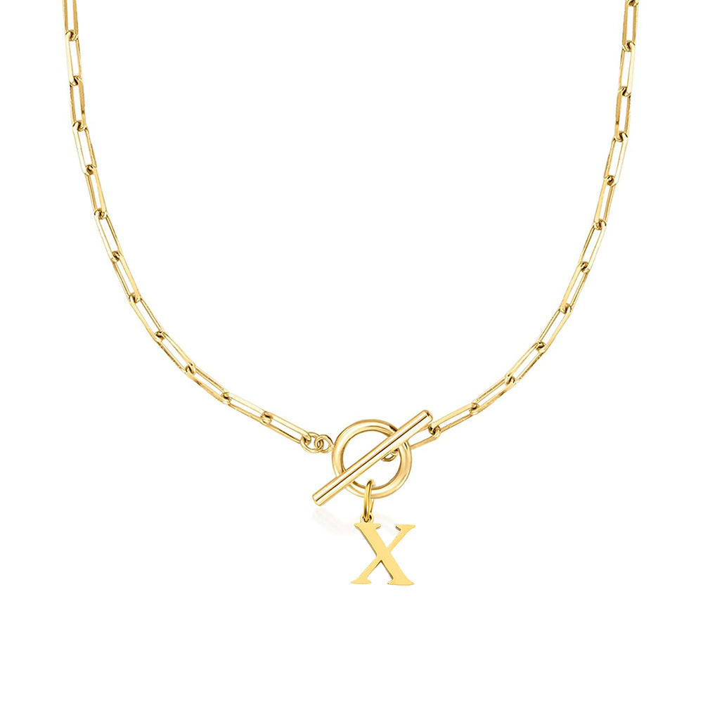 Collar Paperclip con Inicial y Cierre Circular