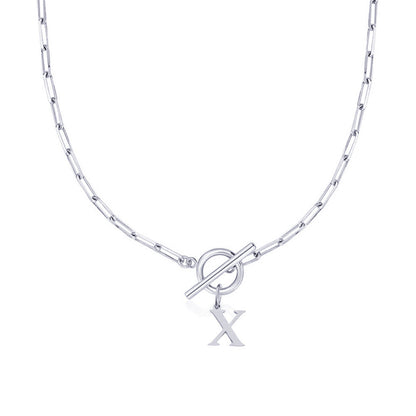 Collar Paperclip con Inicial y Cierre Circular