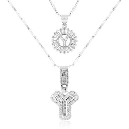 Set de 2 Collares 14K con Inicial y Brillo