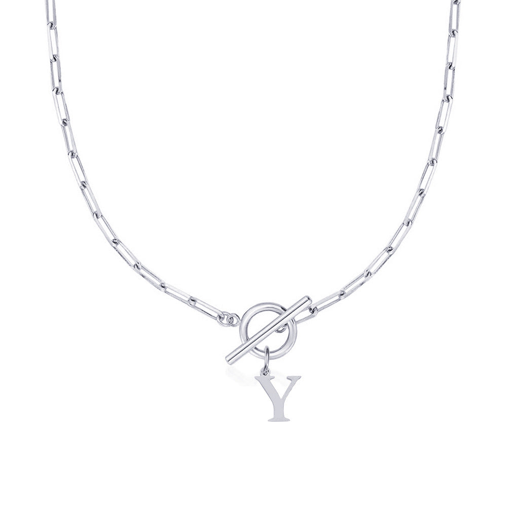 Collar Paperclip con Inicial y Cierre Circular
