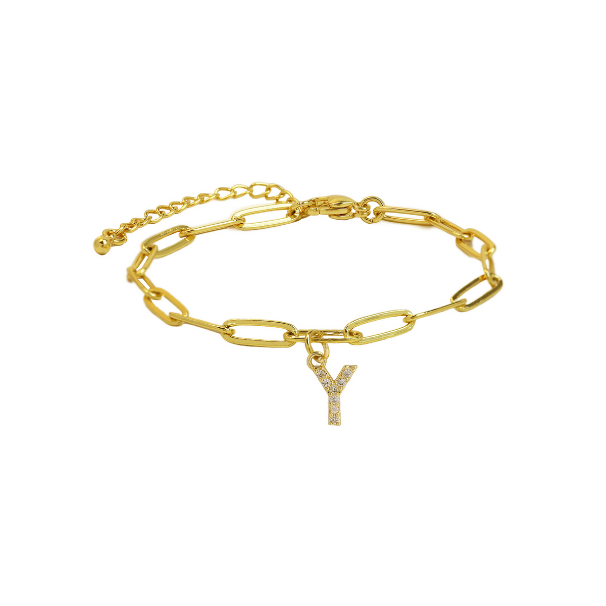 Pulsera delicada de eslabones clip con inicial
