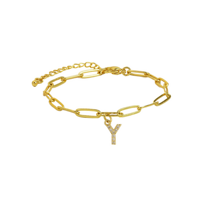 Pulsera delicada de eslabones clip con inicial