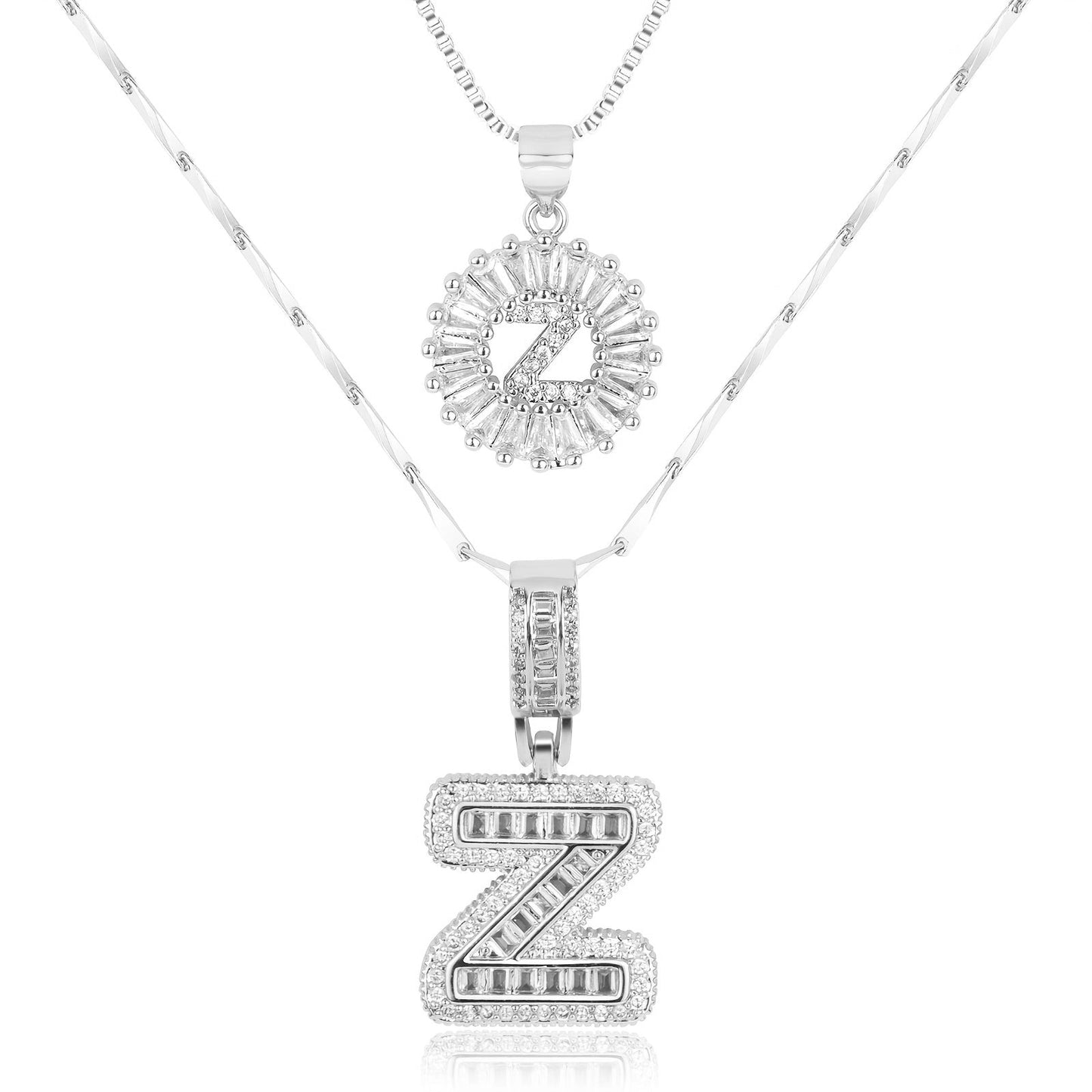 Set de 2 Collares 14K con Inicial y Brillo