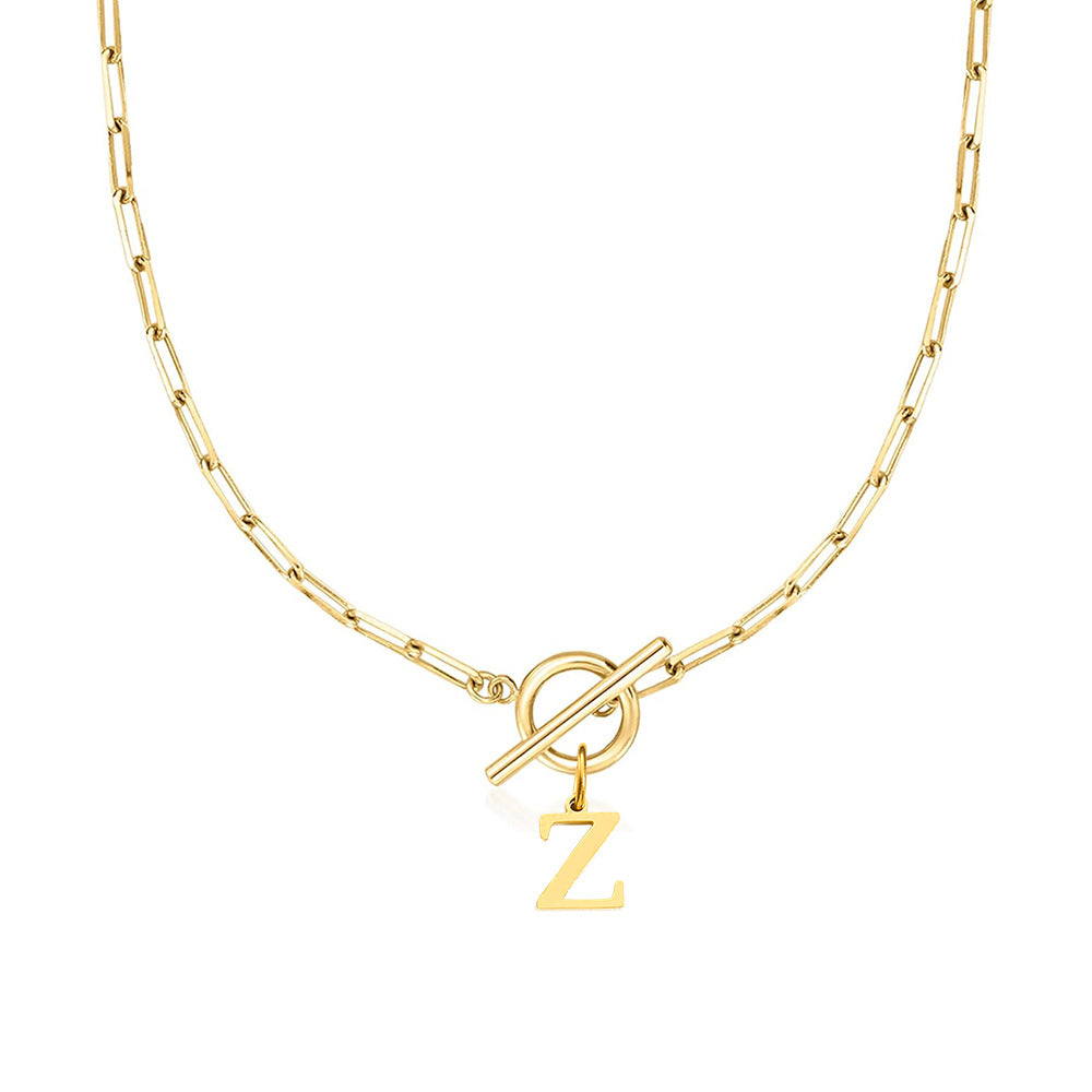 Collar Paperclip con Inicial y Cierre Circular