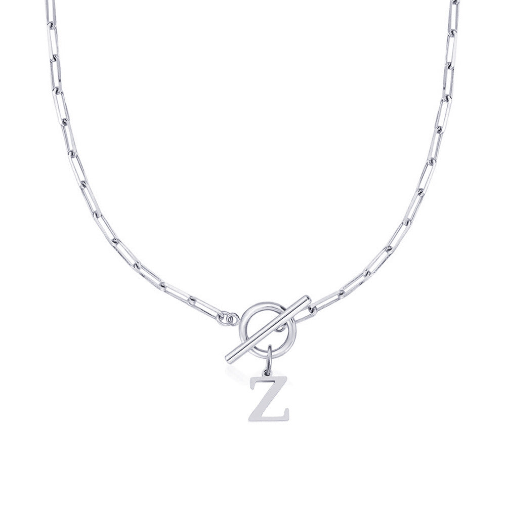 Collar Paperclip con Inicial y Cierre Circular