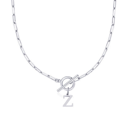 Collar Paperclip con Inicial y Cierre Circular