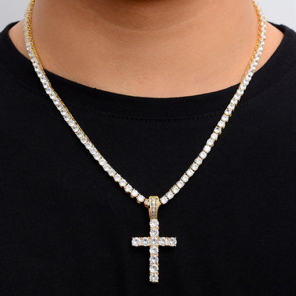 Cadena Tenis con Cruz de Circonitas