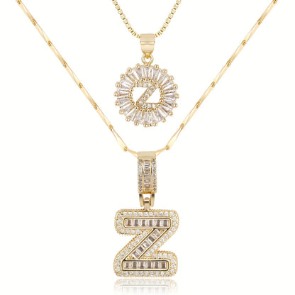 Set de 2 Collares 14K con Inicial y Brillo