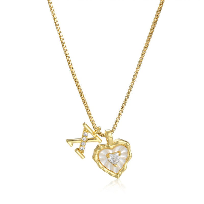 Collar de Corazón e Inicial con Brillo