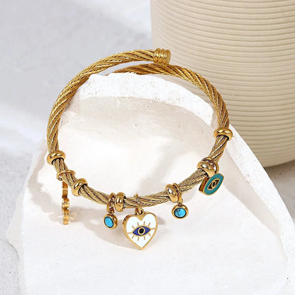 Brazalete bohemio de cuerda con ojo turco