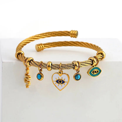 Brazalete bohemio de cuerda con ojo turco