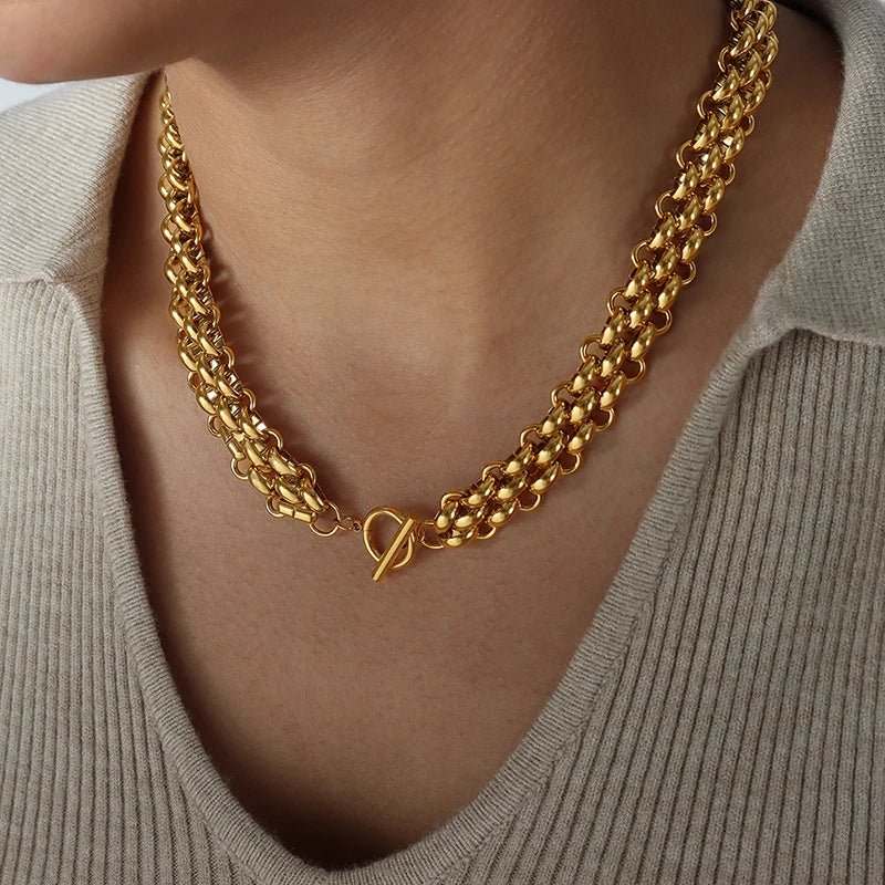 Set elegante de collar y pulsera de cuentas tipo arroz