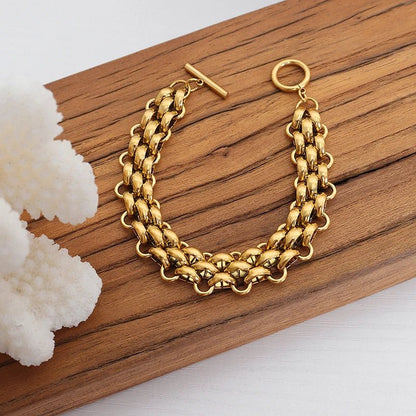 Set elegante de collar y pulsera de cuentas tipo arroz