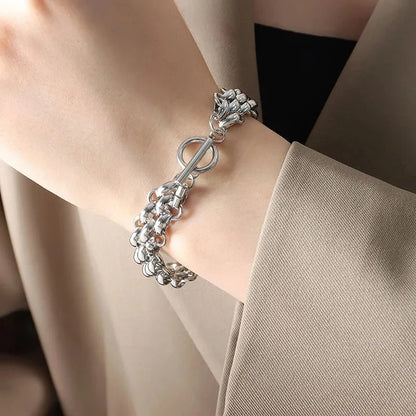 Set elegante de collar y pulsera de cuentas tipo arroz