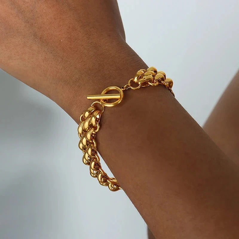Set elegante de collar y pulsera de cuentas tipo arroz