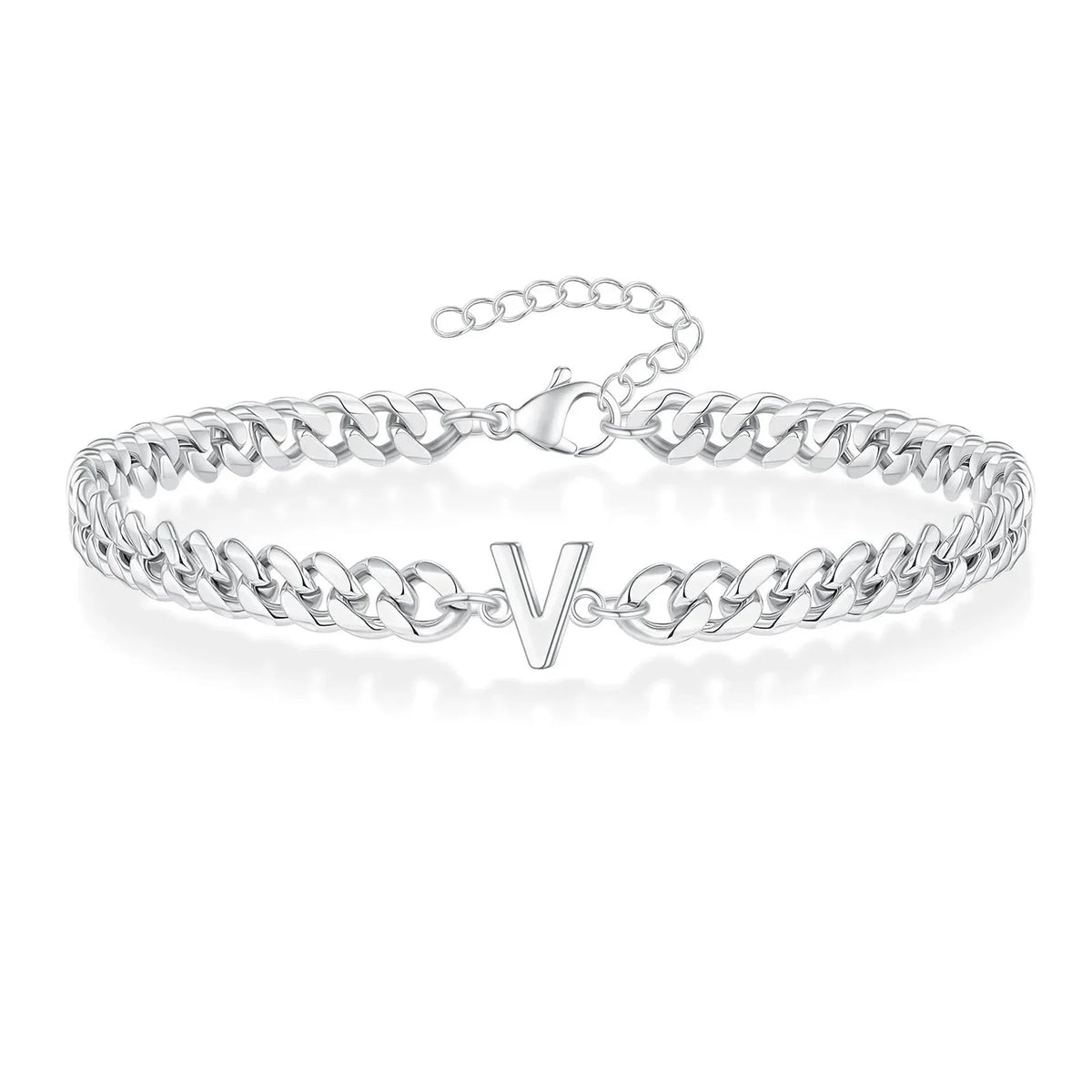 Pulsera cubana para pareja con inicial
