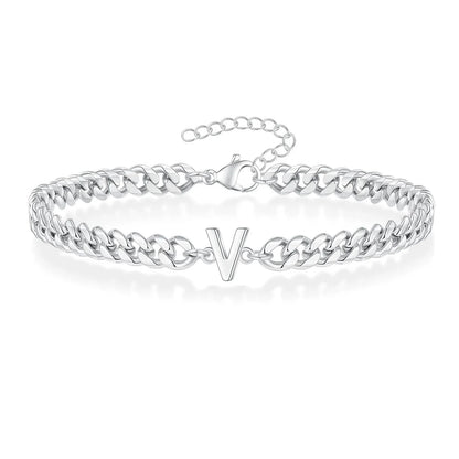 Pulsera cubana para pareja con inicial