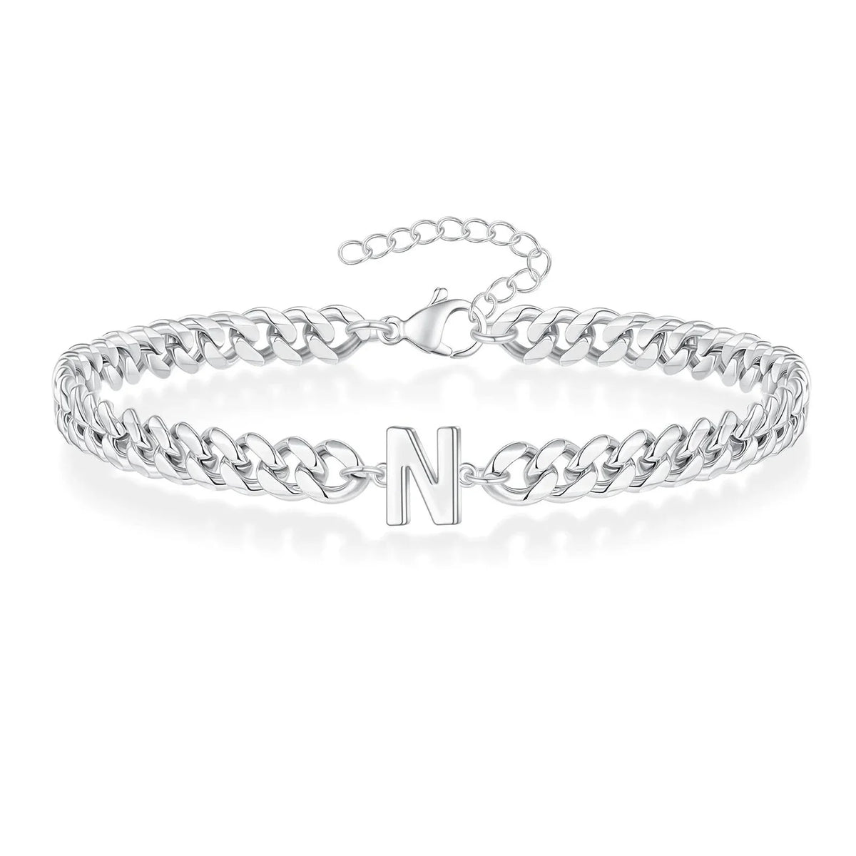 Pulsera cubana para pareja con inicial