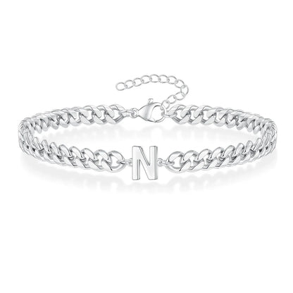 Pulsera cubana para pareja con inicial