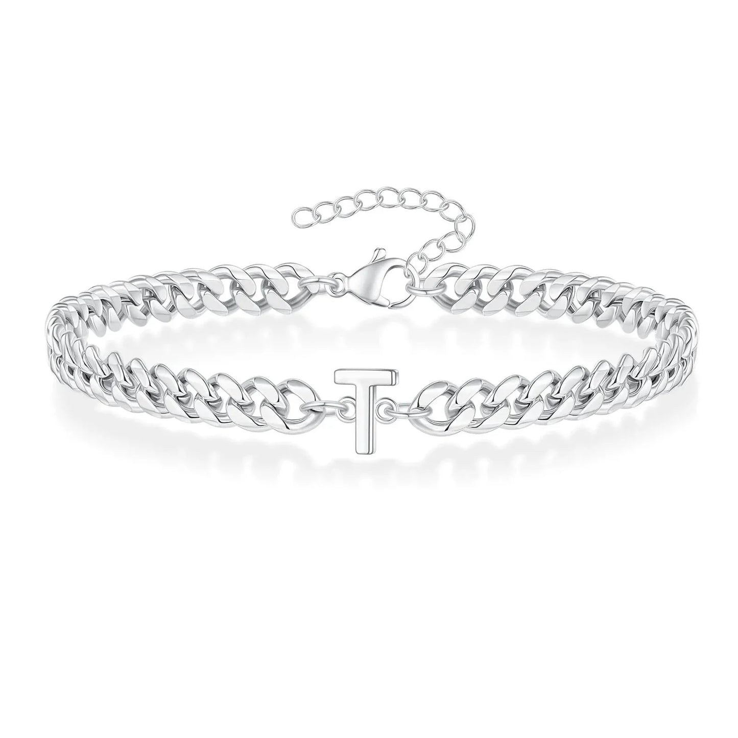 Pulsera cubana para pareja con inicial