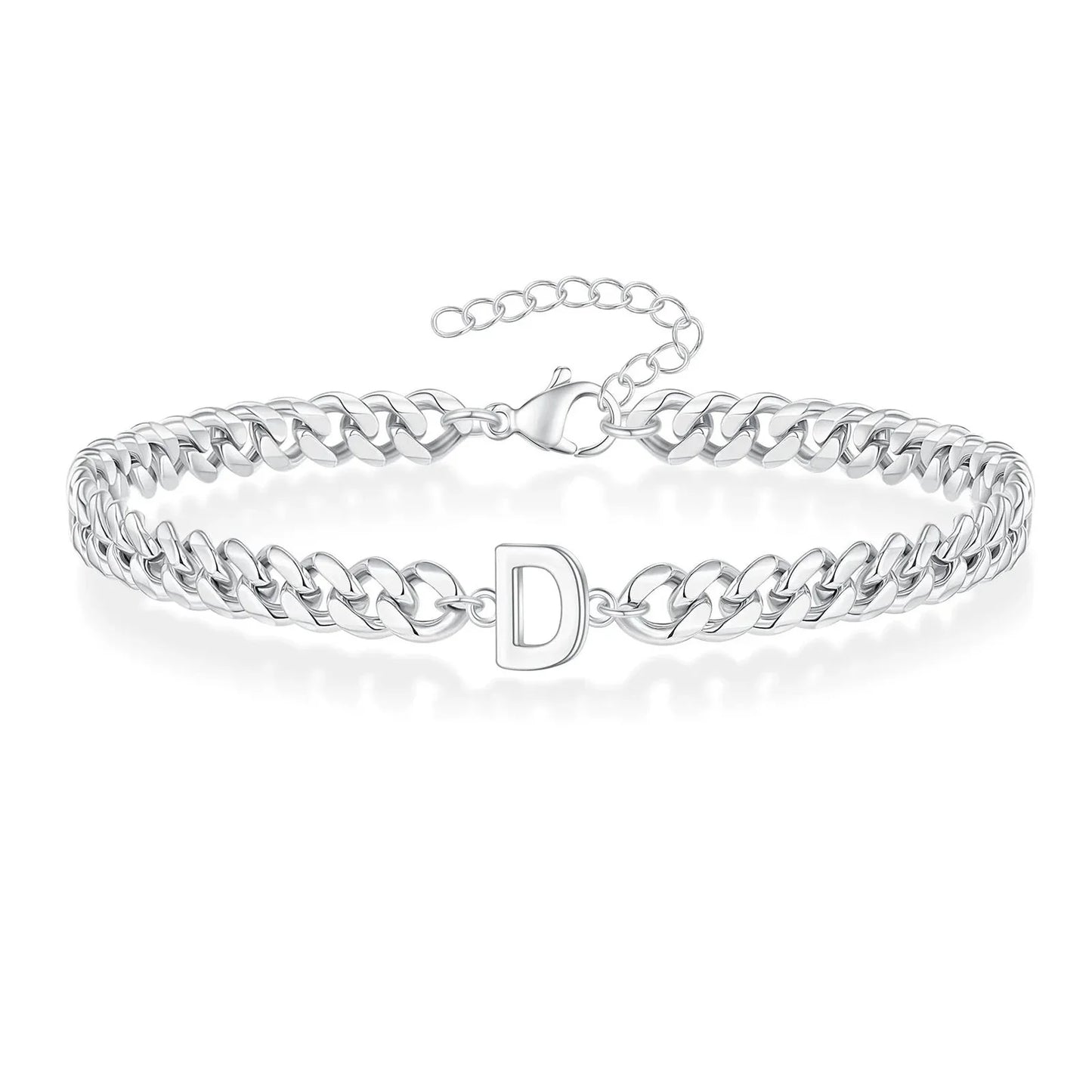 Pulsera cubana para pareja con inicial