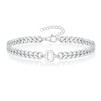 Pulsera cubana para pareja con inicial